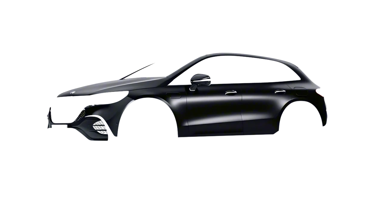 Mercedes-Benz EQE SUV 2023 wrapped in Mystery Black (Avery Dennison SW900-184-M), front three-quarter view