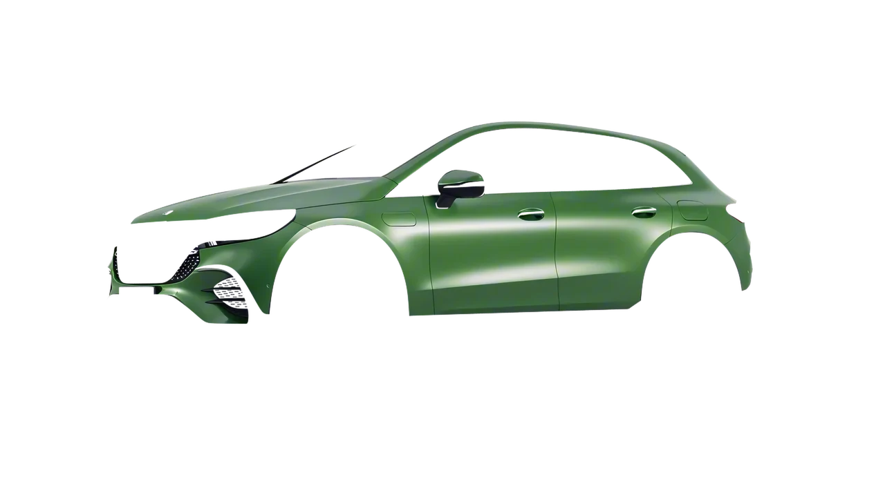 Mercedes-Benz EQE SUV 2023 wrapped in Apple Green (Avery Dennison SW900-745-M), front three-quarter view