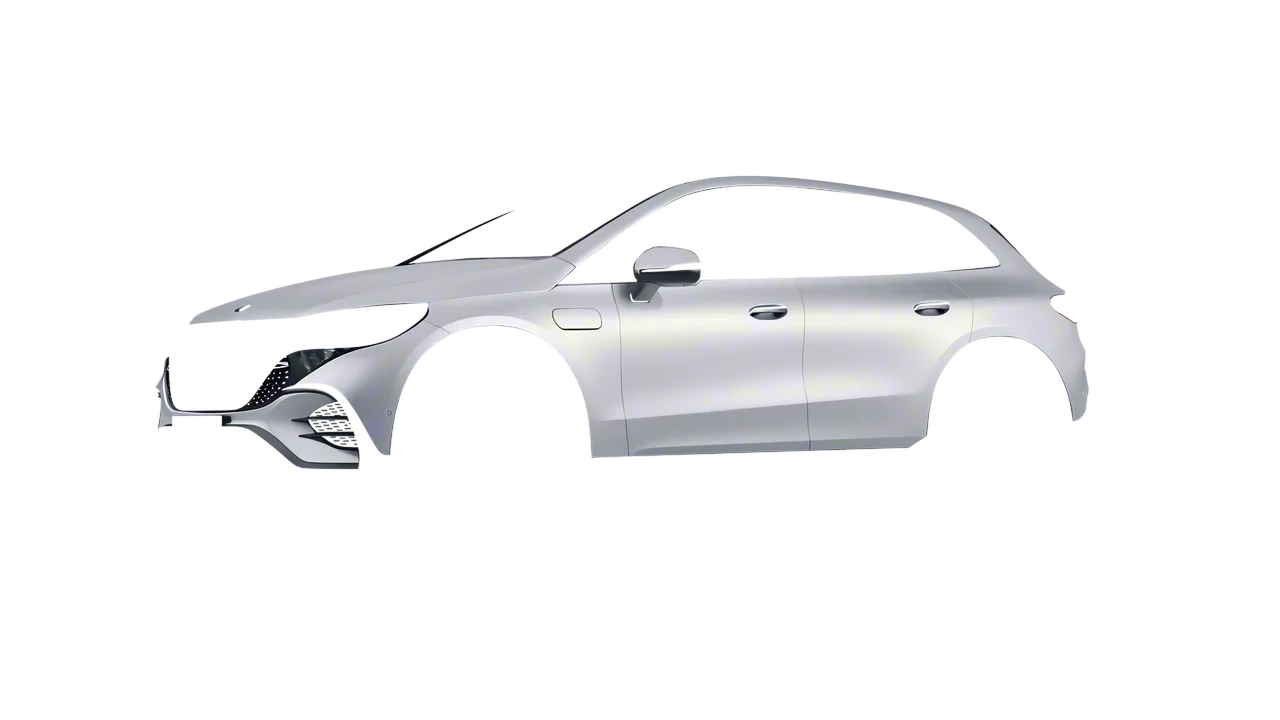 Mercedes-Benz EQE SUV 2023 wrapped in Matte Silver (3M M21), front three-quarter view