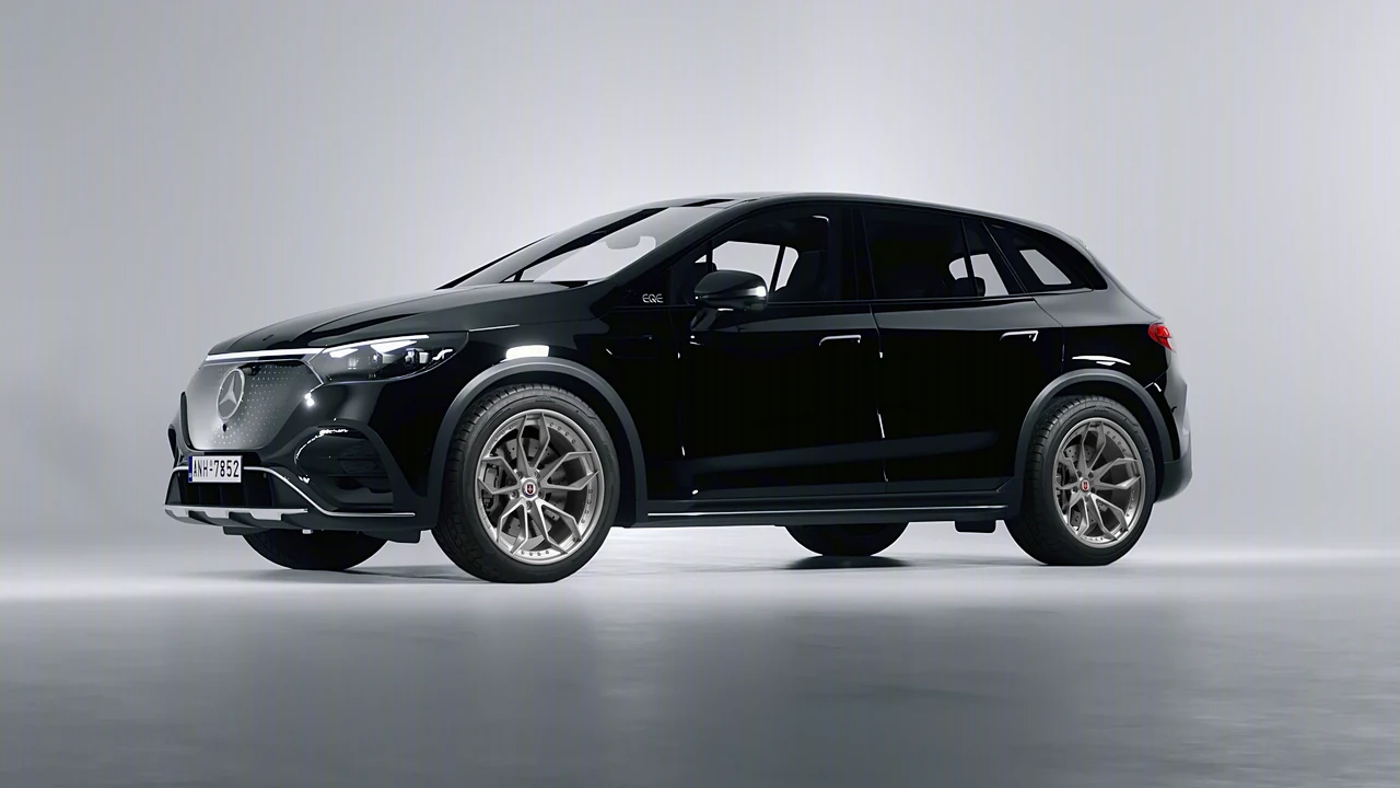 Mercedes-Benz EQE SUV 2023 on HRE Performance Wheels S201 forged wheels, front three-quarter view