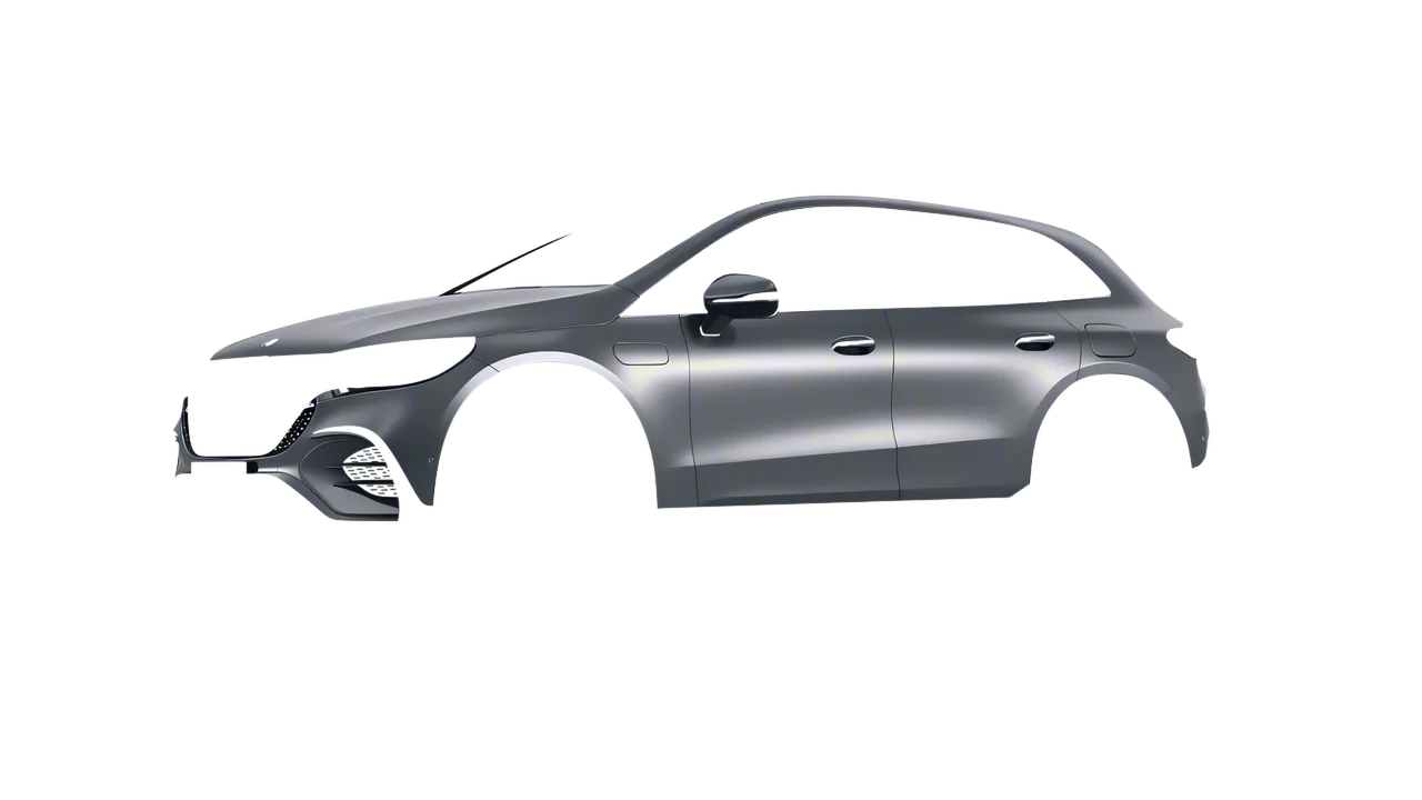 Mercedes-Benz EQE SUV 2023 wrapped in Black Rock Grey (Avery Dennison SW900-823-M), front three-quarter view