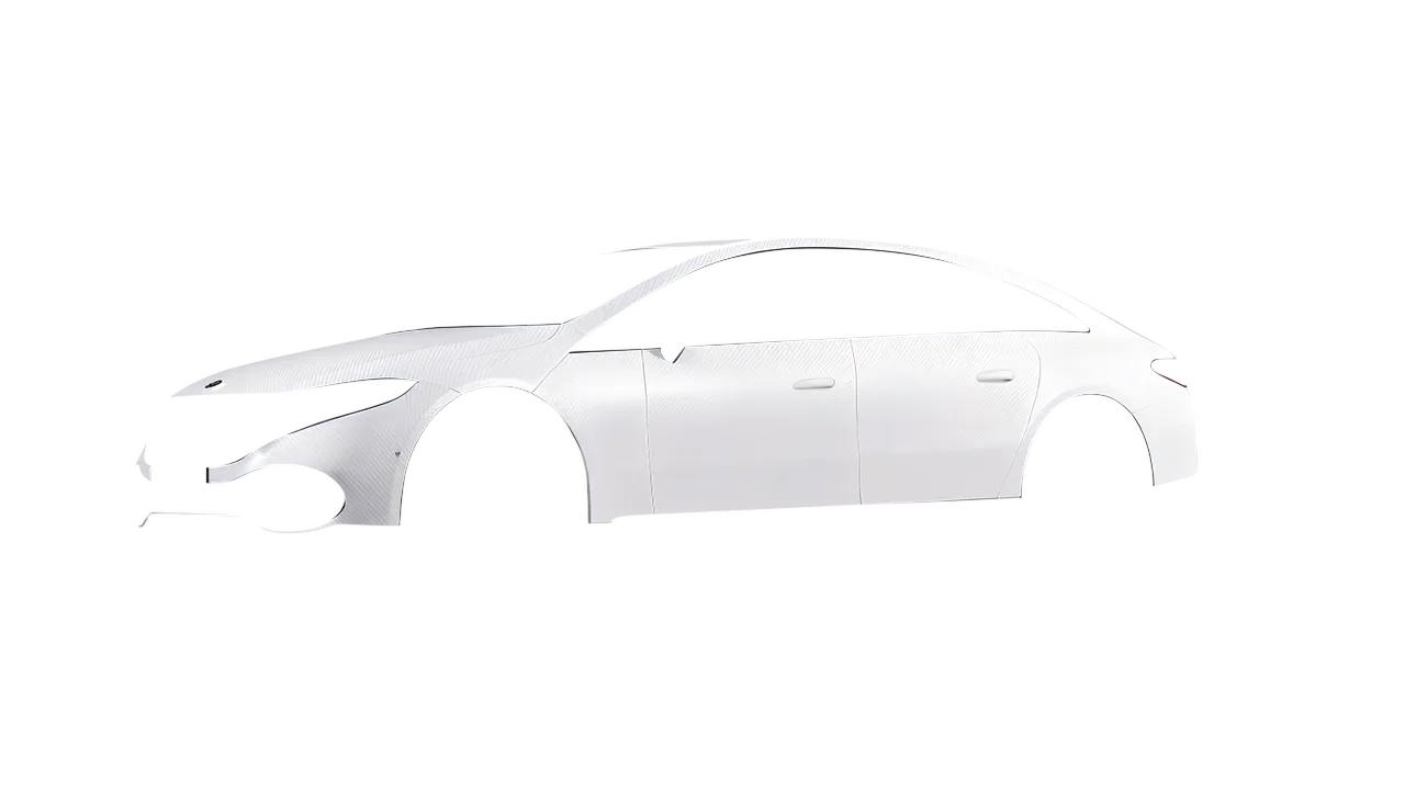 Mercedes-Benz EQS 2022 wrapped in Carbon Fiber White (Avery Dennison SW900-115-X), front three-quarter view