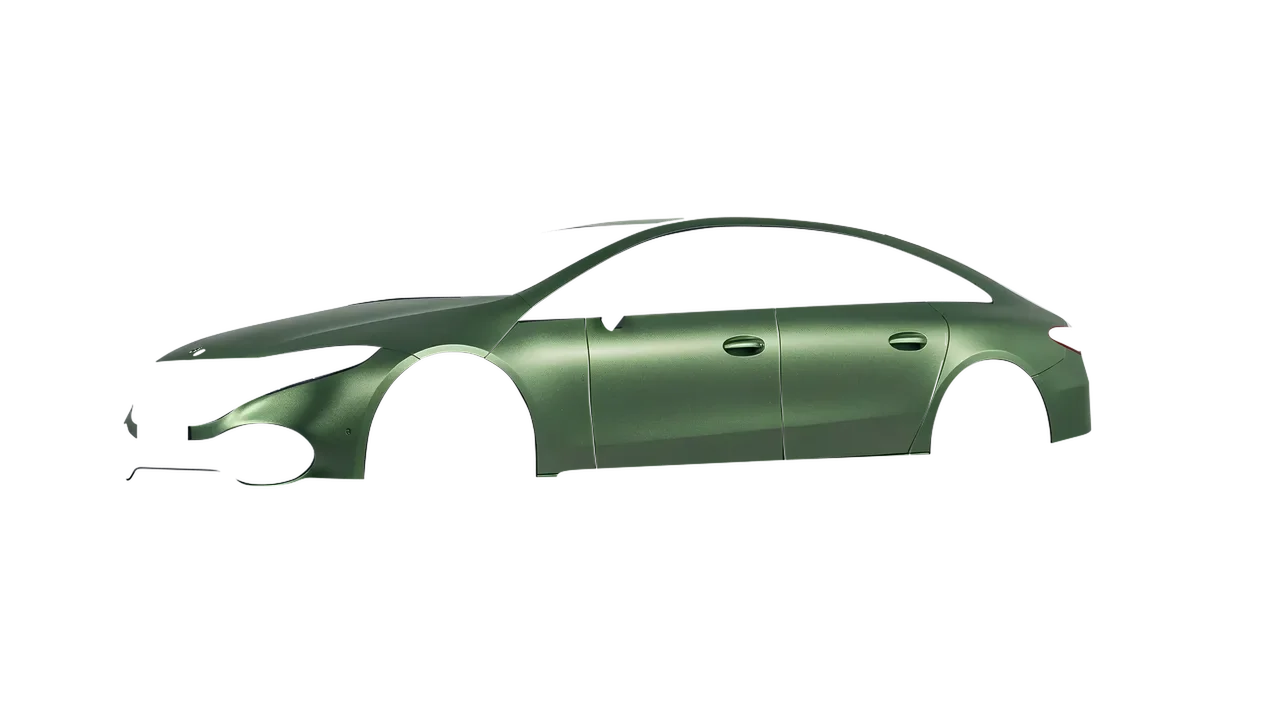 Mercedes-Benz EQS 2022 wrapped in Apple Green (Avery Dennison SW900-745-M), front three-quarter view