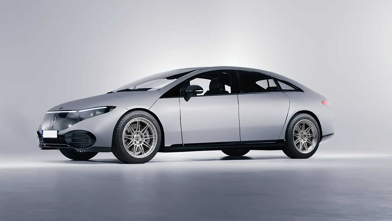 Mercedes-Benz EQS 2022 on HRE Performance Wheels 301 forged wheels, front three-quarter view