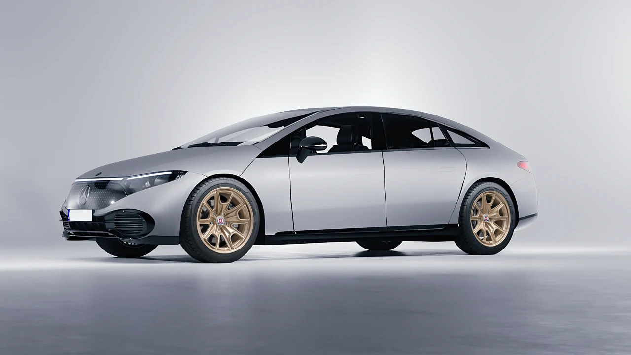 Mercedes-Benz EQS 2022 on HRE Performance Wheels 427M forged wheels, front three-quarter view