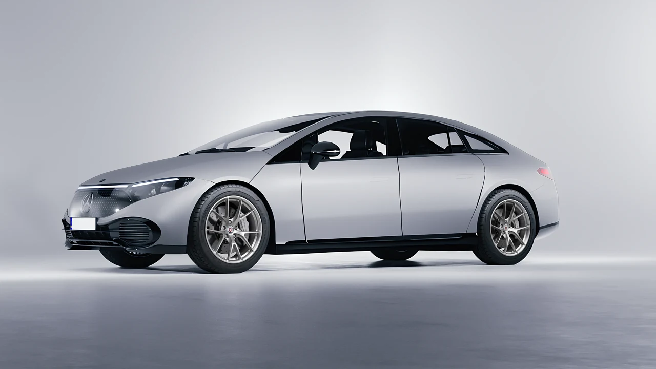 Mercedes-Benz EQS 2022 on HRE Performance Wheels P101 forged wheels, front three-quarter view