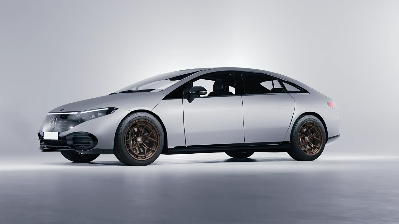Mercedes-Benz EQS 2022 on HRE Performance Wheels P301 forged wheels, front three-quarter view