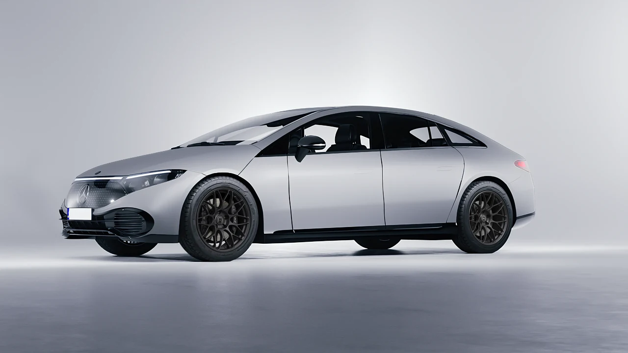 Mercedes-Benz EQS 2022 on HRE Performance Wheels RC100 forged wheels, front three-quarter view