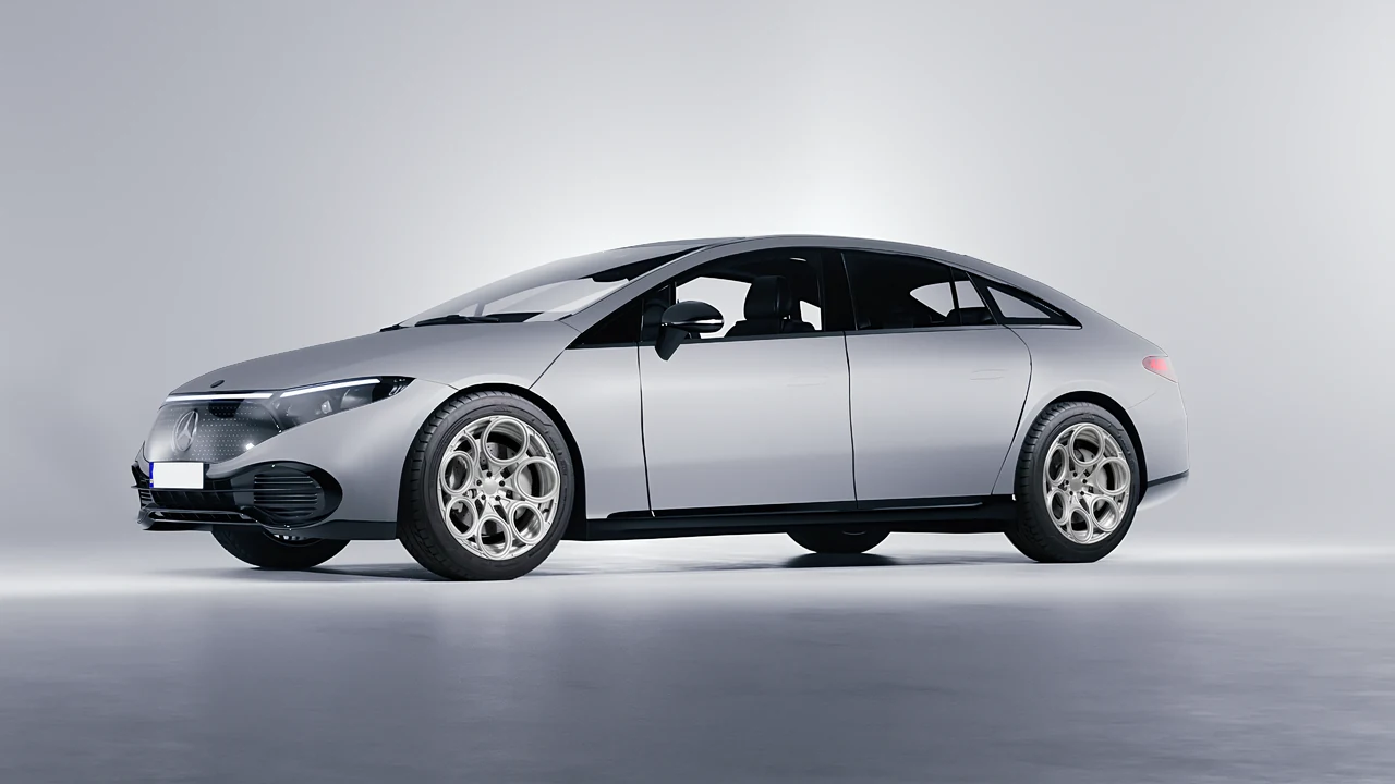 Mercedes-Benz EQS 2022 on RDB LA Revolver forged wheels, front three-quarter view