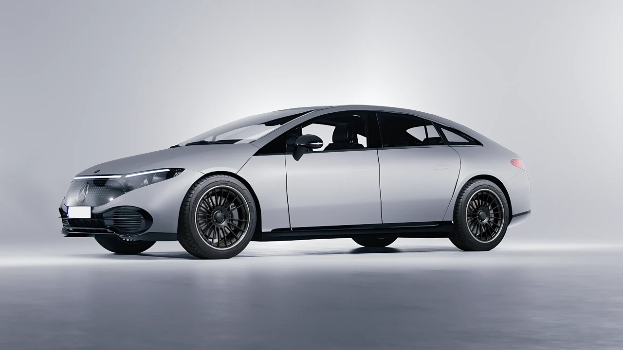 Mercedes-Benz EQS 2022 on RDB LA Twenty Two forged wheels, front three-quarter view