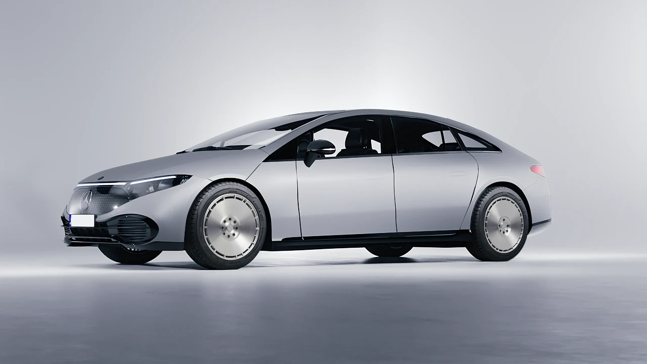 Mercedes-Benz EQS 2022 on RDB LA Zero forged wheels, front three-quarter view