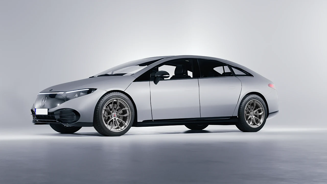 Mercedes-Benz EQS 2022 on HRE Performance Wheels S201 forged wheels, front three-quarter view