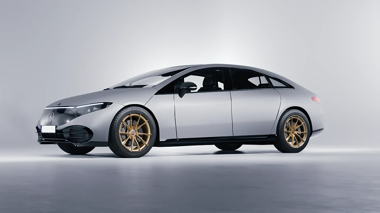 Mercedes-Benz EQS 2022 on HRE Performance Wheels S204H forged wheels, front three-quarter view
