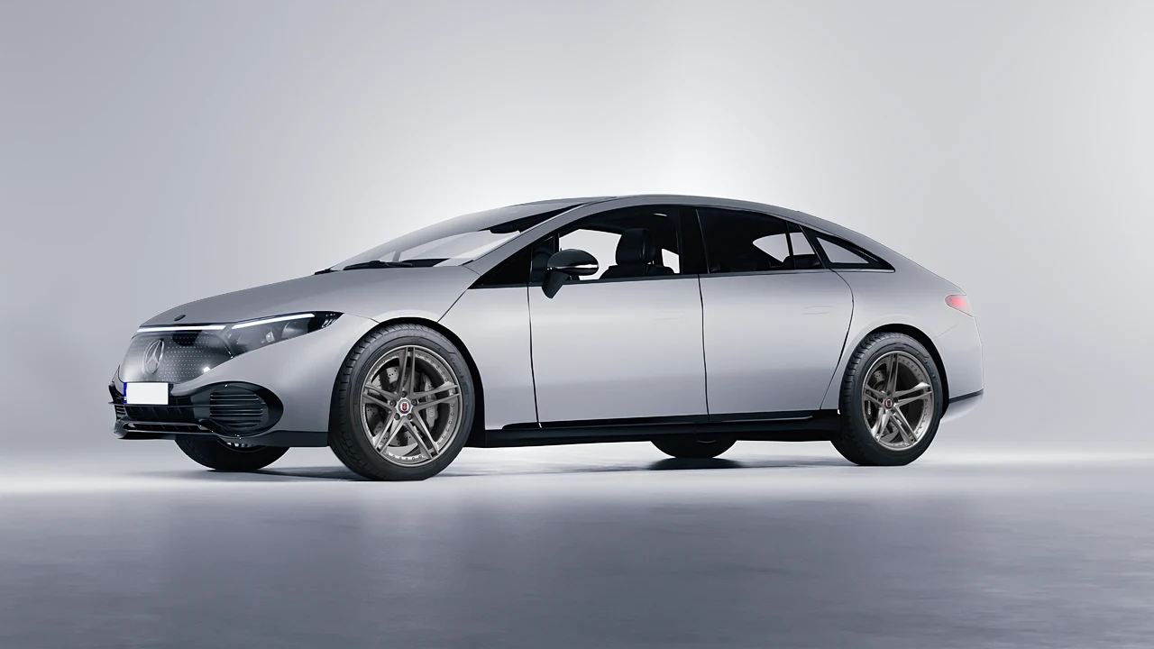 Mercedes-Benz EQS 2022 on HRE Performance Wheels S207 forged wheels, front three-quarter view