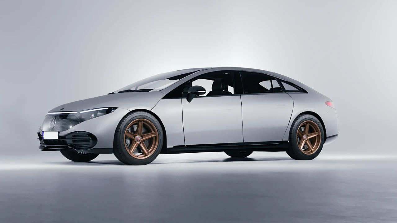 Mercedes-Benz EQS 2022 on HRE Performance Wheels Tusk forged wheels, front three-quarter view
