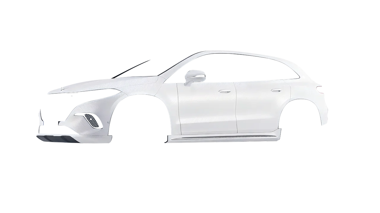 Mercedes-Benz EQS SUV Maybach 2024 wrapped in Carbon Fiber White (Avery Dennison SW900-115-X), front three-quarter view