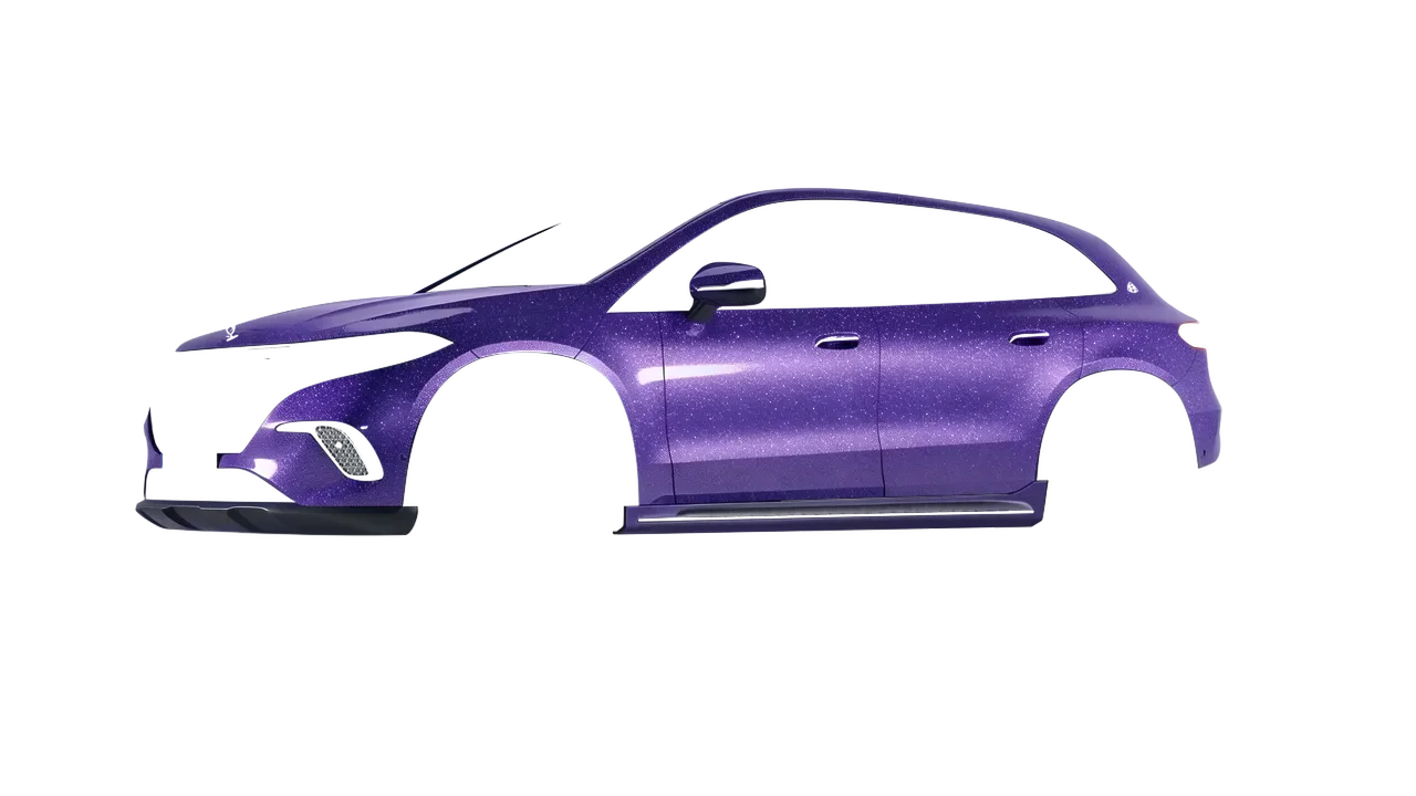 Mercedes-Benz EQS SUV Maybach 2024 wrapped in Purple (Avery Dennison SW900-587-D), front three-quarter view