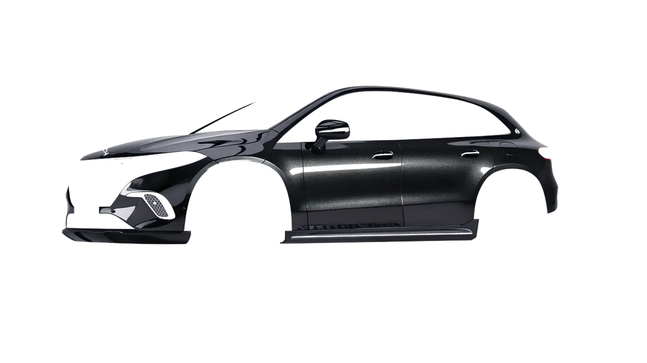 Mercedes-Benz EQS SUV Maybach 2024 wrapped in Mystery Black (Avery Dennison SW900-184-M), front three-quarter view