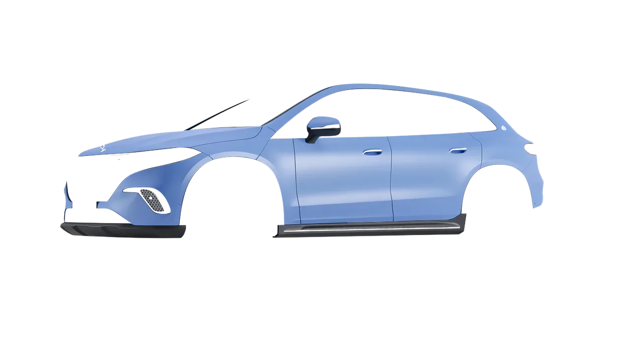 Mercedes-Benz EQS SUV Maybach 2024 wrapped in Dreamline Blue (Avery Dennison SW900-616-O), front three-quarter view