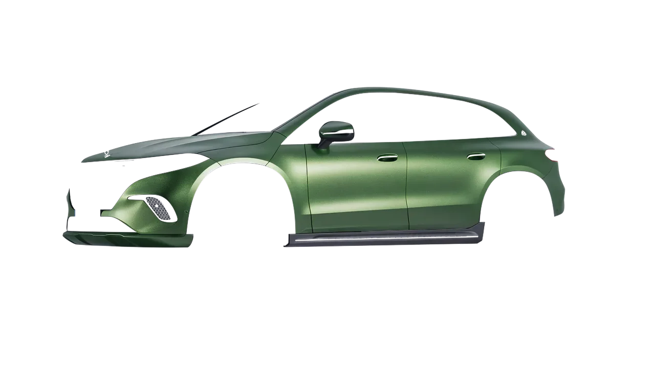 Mercedes-Benz EQS SUV Maybach 2024 wrapped in Apple Green (Avery Dennison SW900-745-M), front three-quarter view