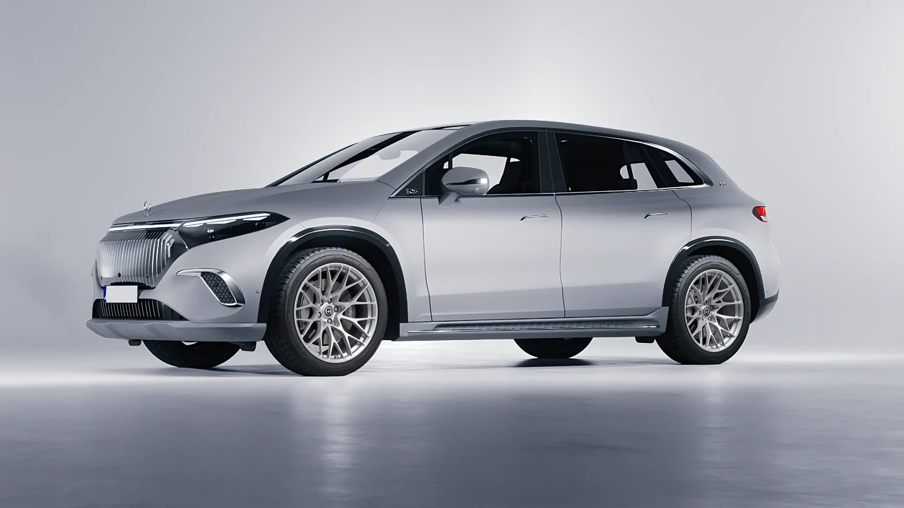 Mercedes-Benz EQS SUV Maybach 2024 on HRE Performance Wheels 520M forged wheels, front three-quarter view