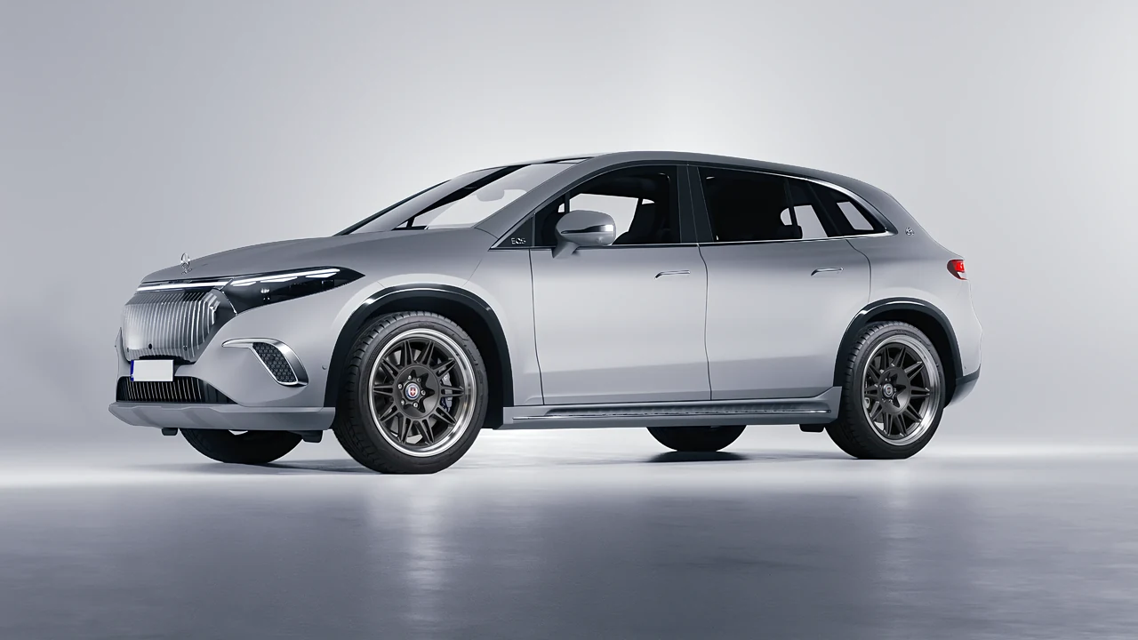 Mercedes-Benz EQS SUV Maybach 2024 on HRE Performance Wheels 528 forged wheels, front three-quarter view