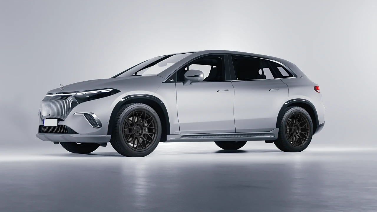 Mercedes-Benz EQS SUV Maybach 2024 on HRE Performance Wheels RC100 forged wheels, front three-quarter view
