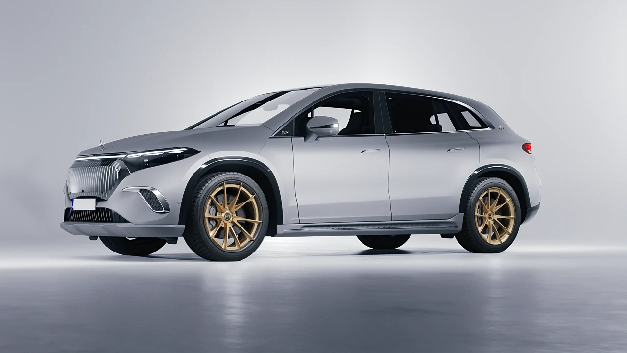 Mercedes-Benz EQS SUV Maybach 2024 on HRE Performance Wheels S204H forged wheels, front three-quarter view