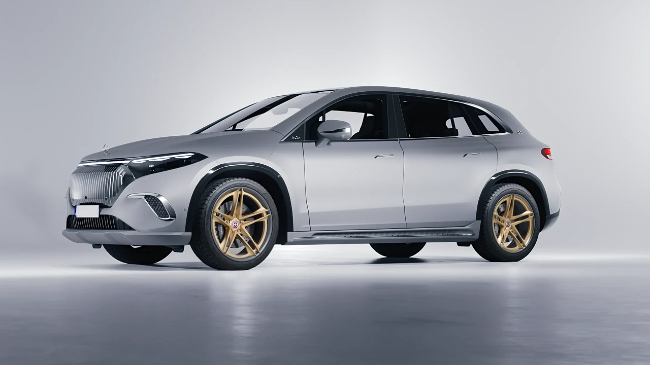 Mercedes-Benz EQS SUV Maybach 2024 on HRE Performance Wheels S207H forged wheels, front three-quarter view