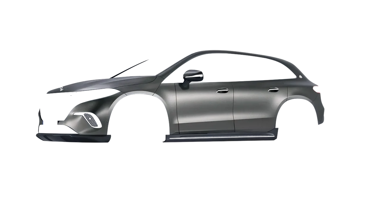 Mercedes-Benz EQS SUV Maybach 2024 wrapped in Black Rock Grey (Avery Dennison SW900-823-M), front three-quarter view
