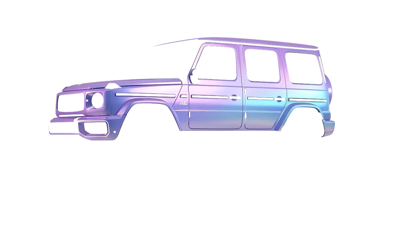 Mercedes-Benz G Class AMG 2025 wrapped in Amethyst Gloss (ORACAL 970RA-316G), front three-quarter view