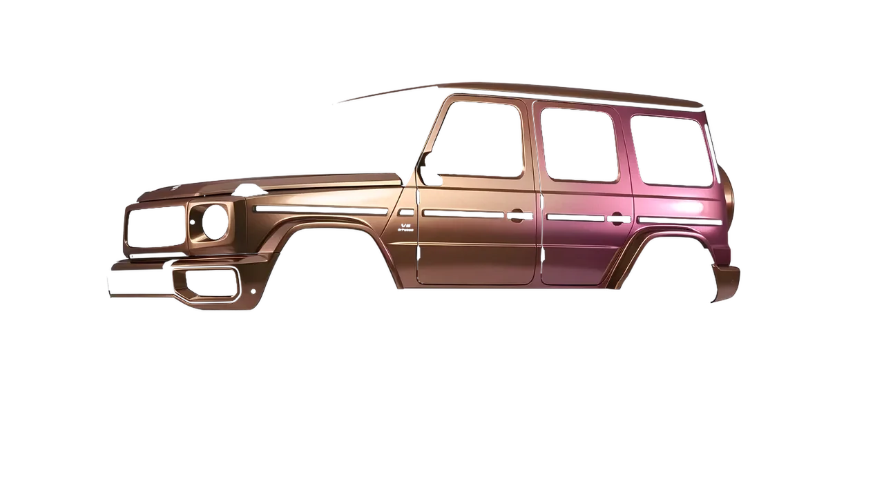 Mercedes-Benz G Class AMG 2025 wrapped in Aubergine Bronze Gloss (ORACAL 970RA-990G), front three-quarter view