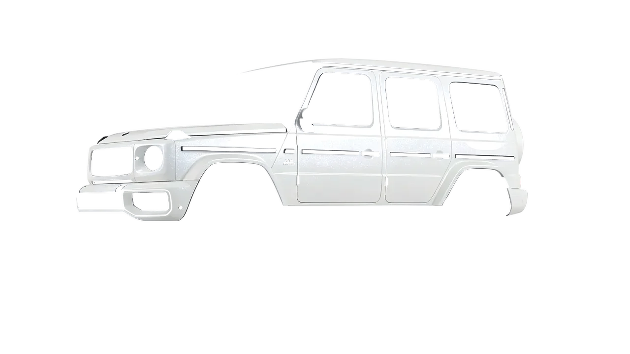 Mercedes-Benz G Class AMG 2025 wrapped in Crystal White Gloss (ORACAL 970RA-945G), front three-quarter view