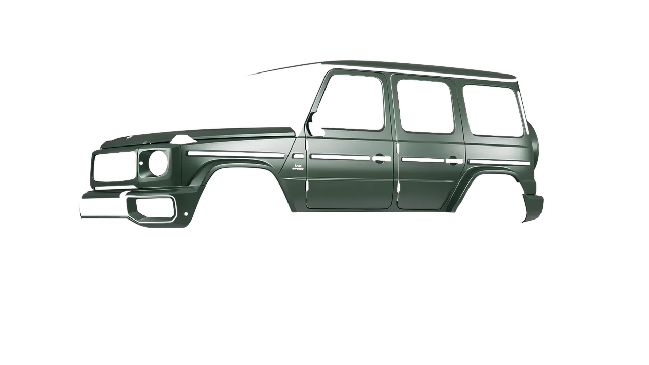 Mercedes-Benz G Class AMG 2025 wrapped in Matt Platinum Dark Sage (KPMF K75560), front three-quarter view