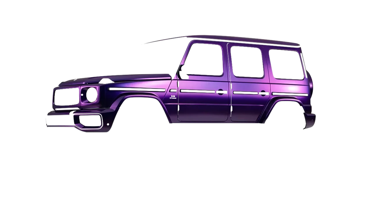 Mercedes-Benz G Class AMG 2025 wrapped in Purple Black Iridescent Gloss (KPMF K75465), front three-quarter view