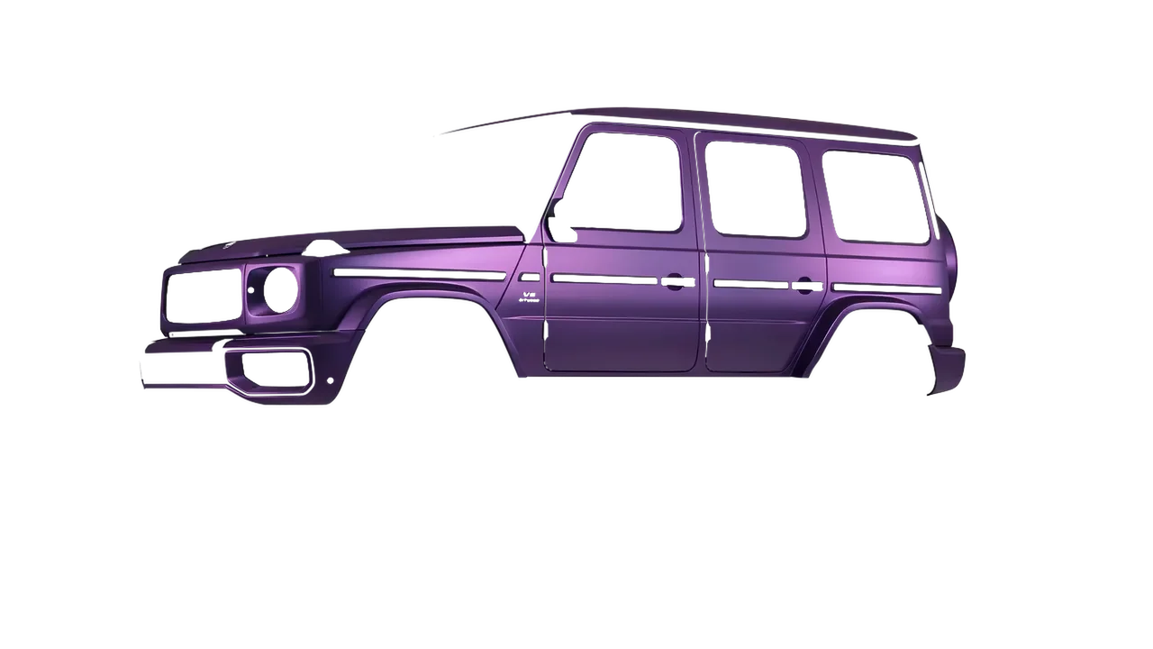 Mercedes-Benz G Class AMG 2025 wrapped in Matt Purple Black Iridescent (KPMF K75565), front three-quarter view