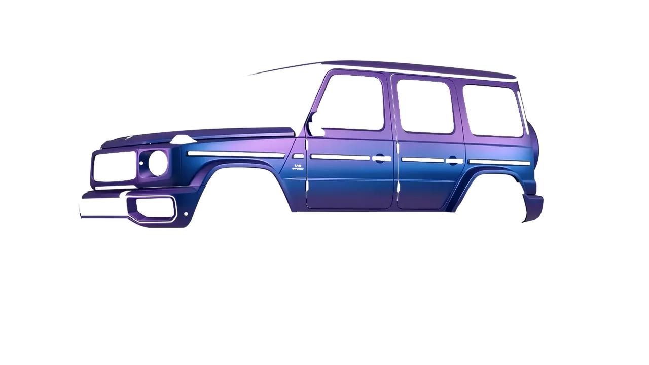 Mercedes-Benz G Class AMG 2025 wrapped in Matt Purple Blue Iridescent (KPMF K75566), front three-quarter view