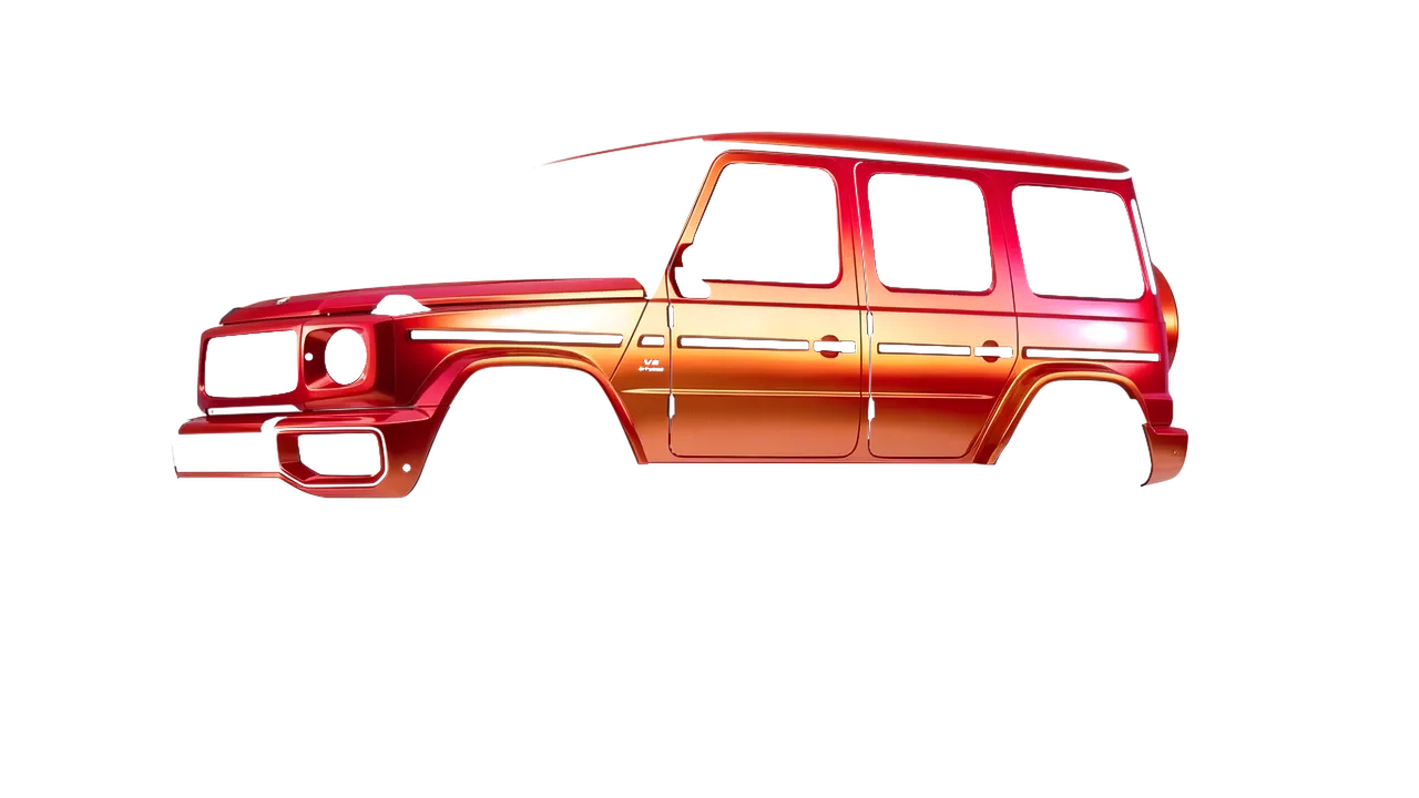 Mercedes-Benz G Class AMG 2025 wrapped in Sunset Shift Gloss (ORACAL 970RA-100G), front three-quarter view
