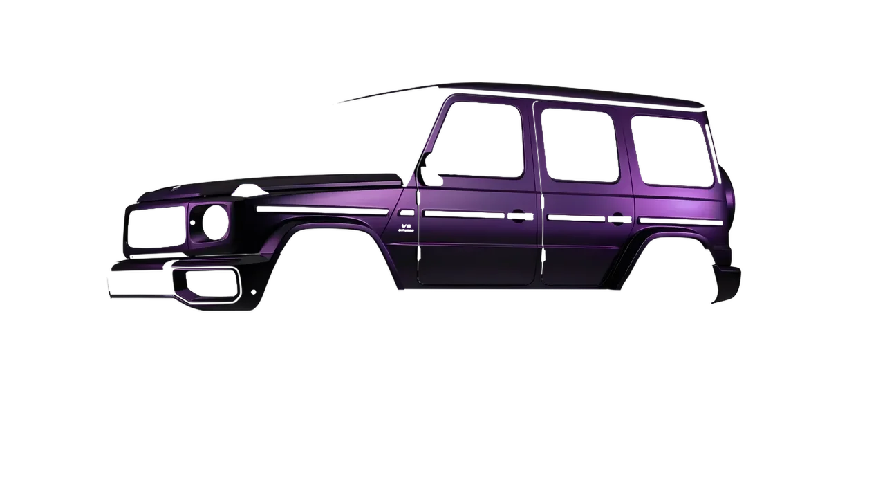 Mercedes-Benz G Class AMG 2025 wrapped in Frozen Midnight Purple (KPMF K75570), front three-quarter view