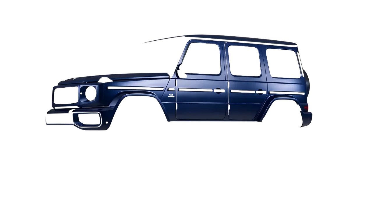 Mercedes-Benz G Class AMG 2025 wrapped in Frozen Sapphire Matt (KPMF K75578), front three-quarter view