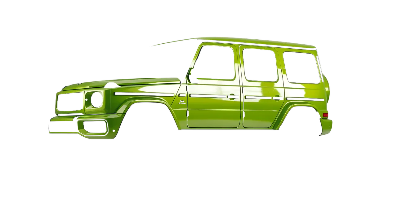Mercedes-Benz G Class AMG 2025 wrapped in Algae Green Gloss (ORACAL 970RA-688G), front three-quarter view