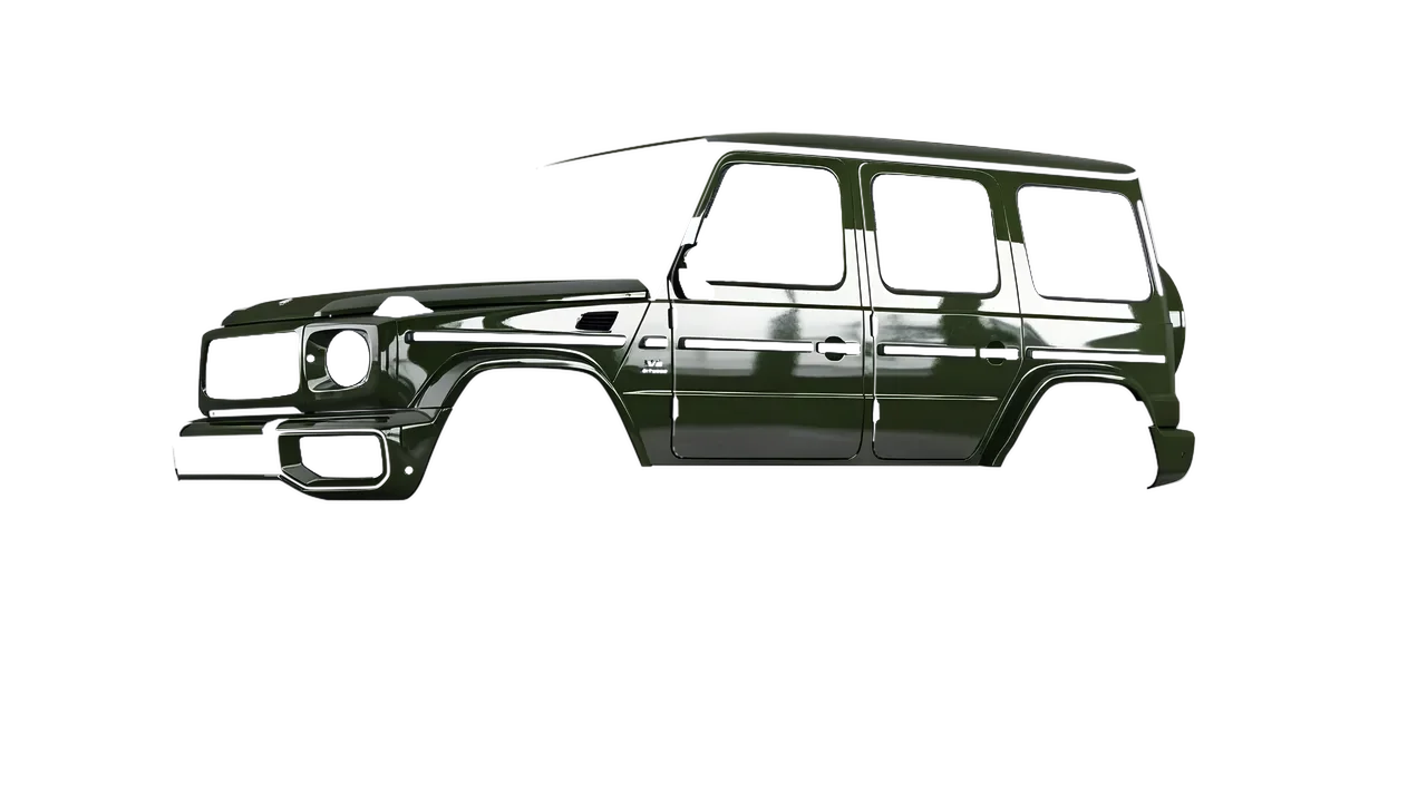 Mercedes-Benz G Class AMG 2025 wrapped in Bottle Green Gloss (ORACAL 970RA-286G), front three-quarter view