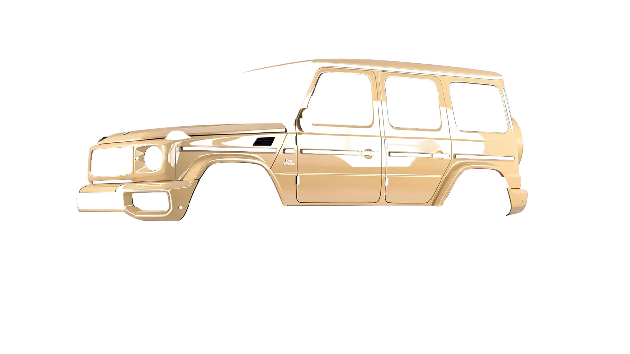 Mercedes-Benz G Class AMG 2025 wrapped in Champagne Myst Gloss (ORACAL 970RA-996G), front three-quarter view