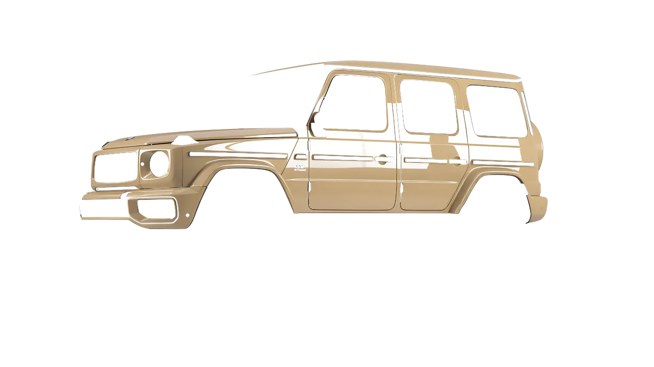 Mercedes-Benz G Class AMG 2025 wrapped in Desert Storm Gloss (KPMF K75457), front three-quarter view