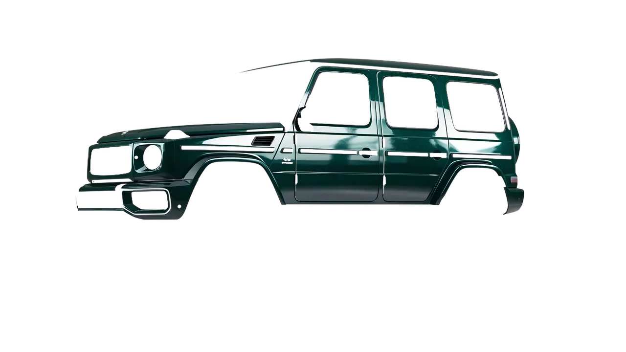 Mercedes-Benz G Class AMG 2025 wrapped in Fir Tree Green Gloss (ORACAL 970RA-622G), front three-quarter view