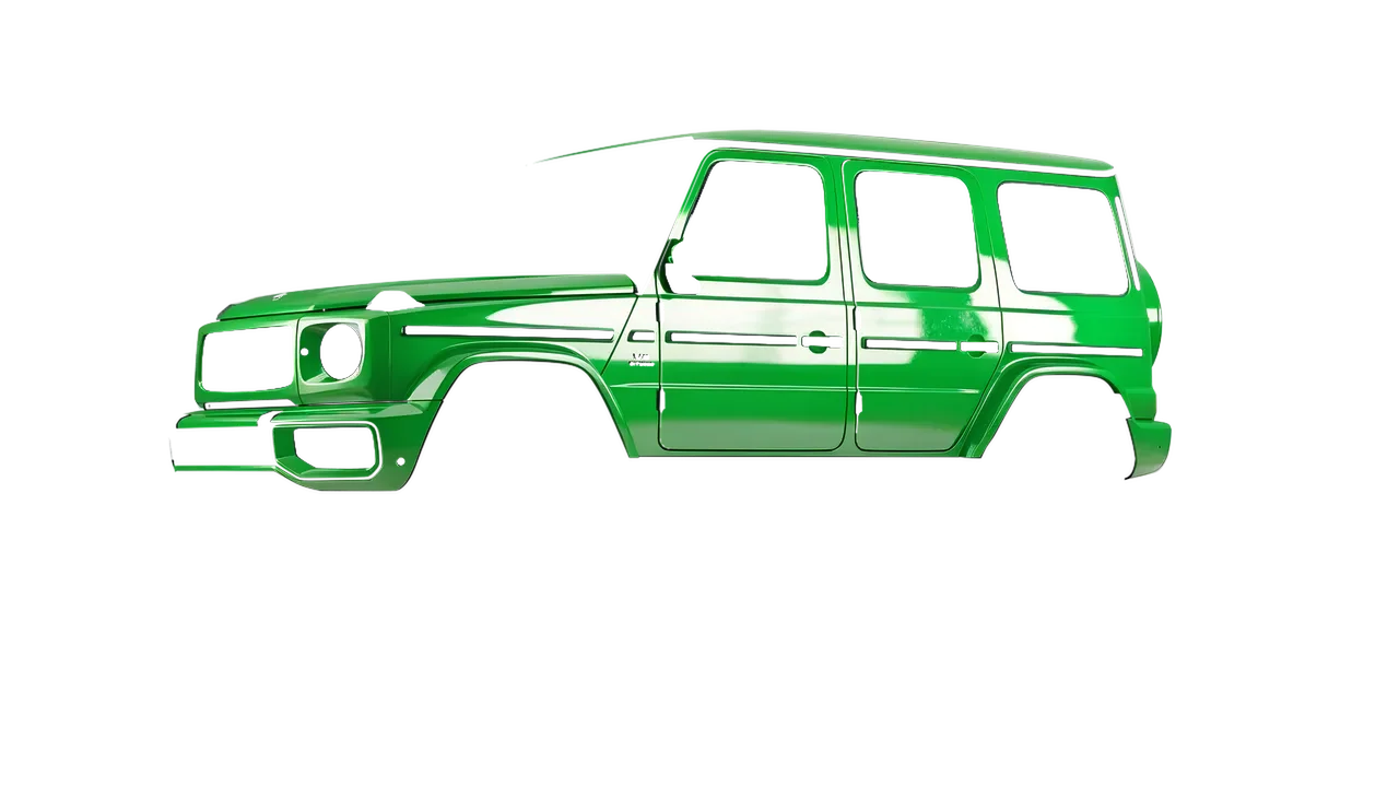 Mercedes-Benz G Class AMG 2025 wrapped in Grass Green Gloss (ORACAL 970RA-602G), front three-quarter view