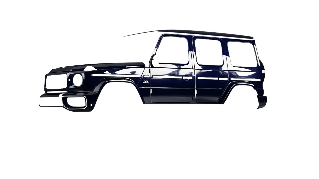 Mercedes-Benz G Class AMG 2025 wrapped in GT3 Blue Gloss (ORACAL 970RA-111G), front three-quarter view