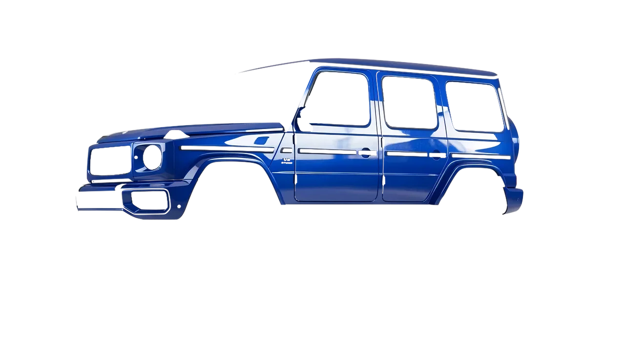 Mercedes-Benz G Class AMG 2025 wrapped in King Blue Gloss (ORACAL 970RA-049G), front three-quarter view