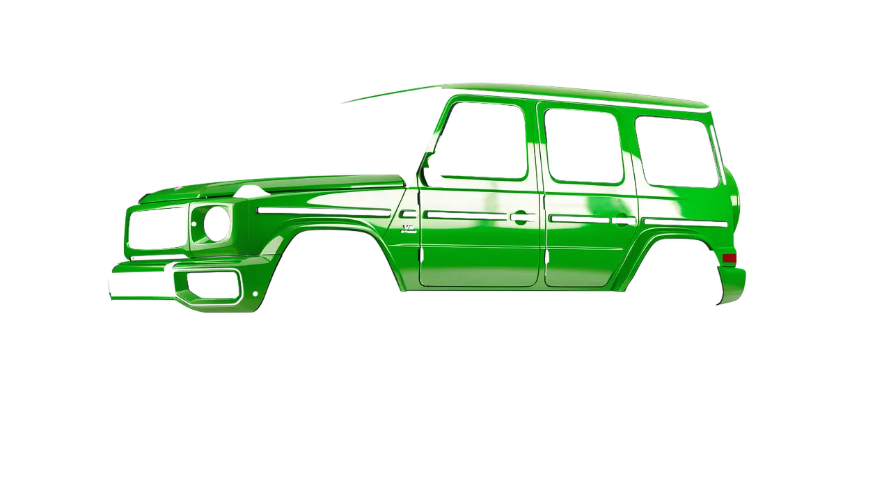 Mercedes-Benz G Class AMG 2025 wrapped in Lawn Green Gloss (ORACAL 970RA-464G), front three-quarter view