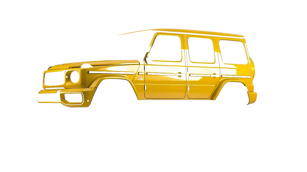 Mercedes-Benz G Class AMG 2025 wrapped in Maize Yellow Gloss (ORACAL 970RA-209G), front three-quarter view